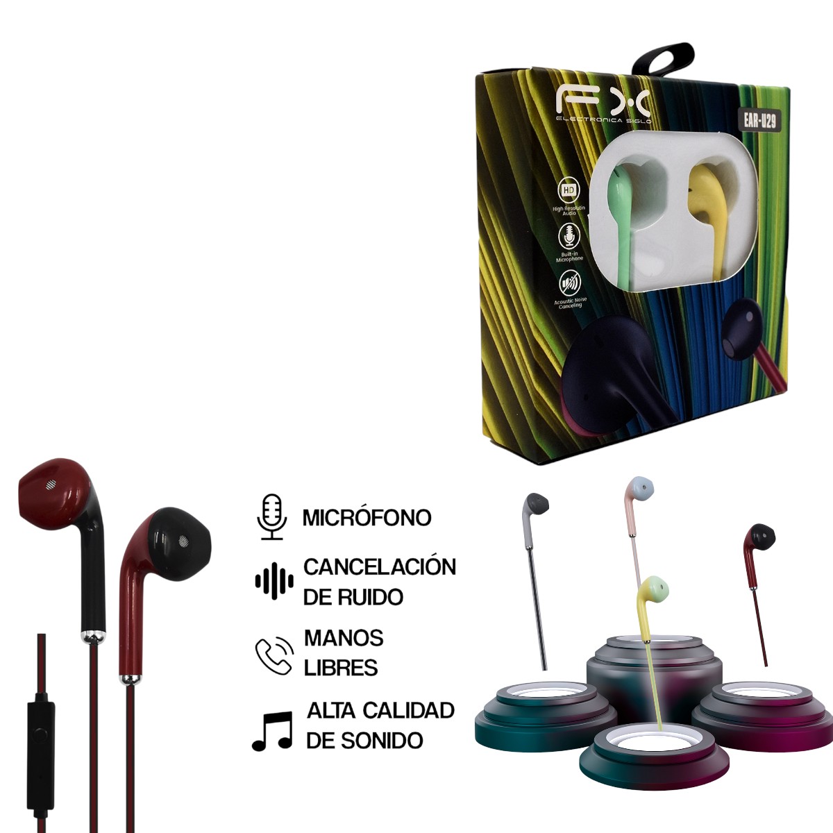 EAR-U29 AURICULARE HIFI COLORES FX