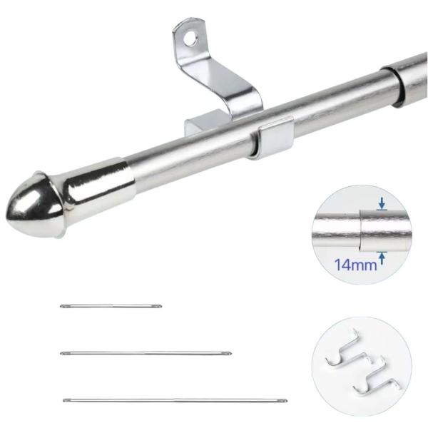 FXY-240 2m FI.PALO DE CORTINA 122cm-213cm PLATEADO