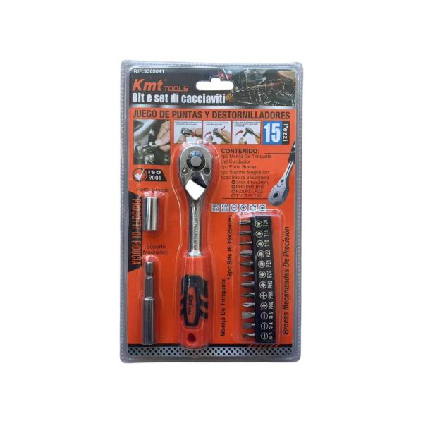 FXY-4570 JUEGO DE PUNTAS Y DESTORNILLADORES 15pcs FXY4570