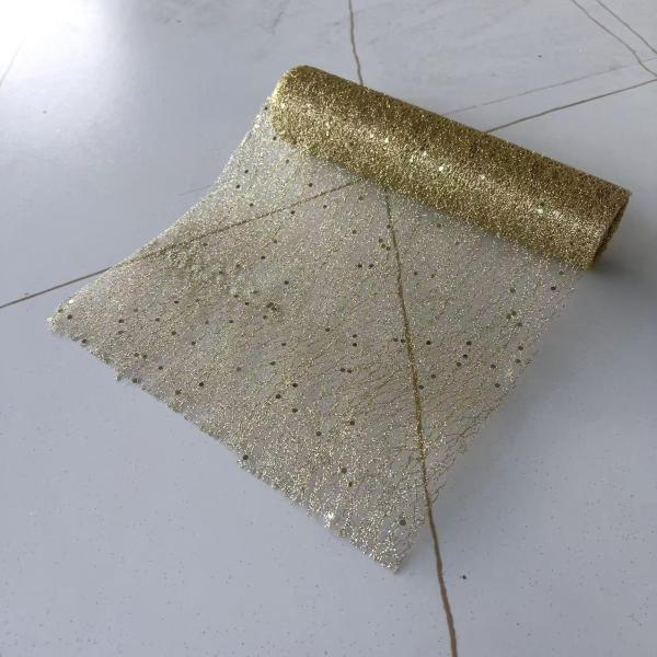 FXY-5592 MALLA EN ROLLOS DECORATIVO  ORO BRILLAS 24CM*4.5   FXY5592