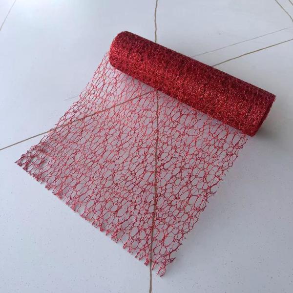 FXY-5600 MALLA EN ROLLOS DECORATIVO  ROJA BRILLAS 24CM*4.5   FXY5600