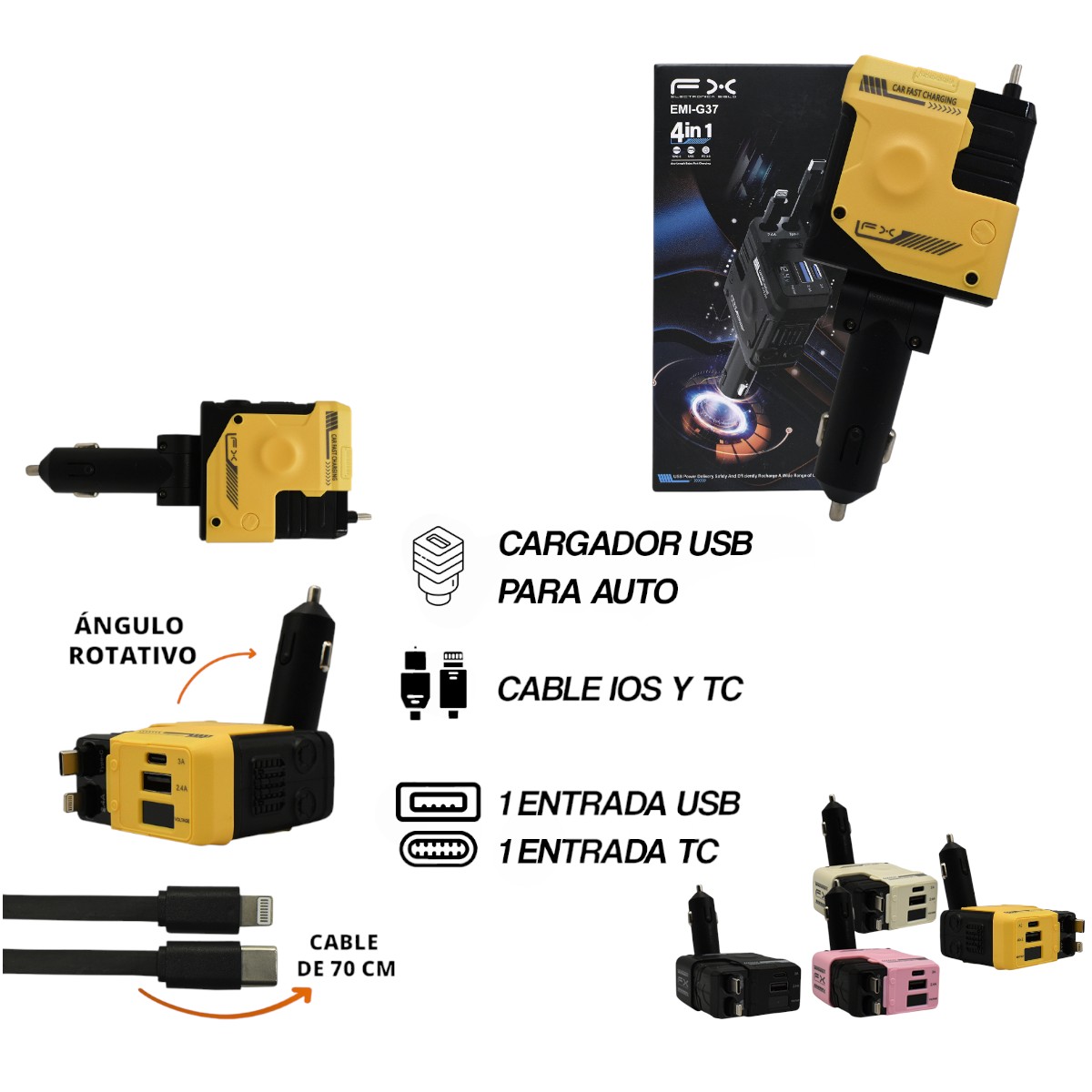 EMI-G37 CARGADOR RAPIDO DE VEHICULO  EMIG37