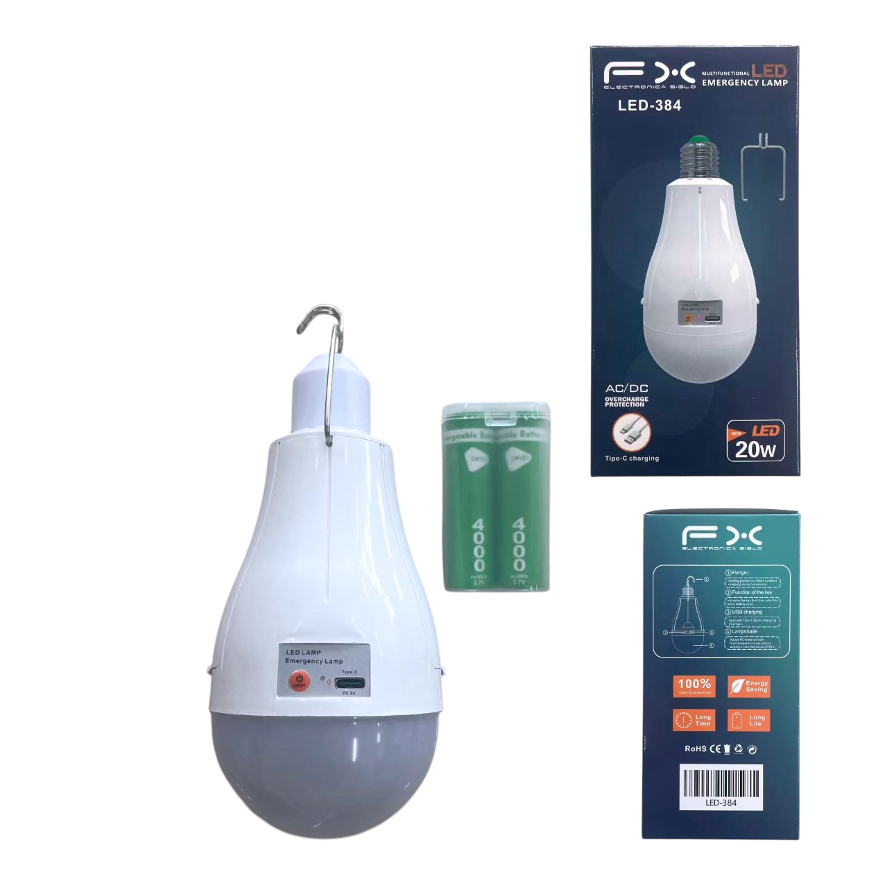 LED-384 BOMILLO DE EMERGENCIA 20W LED384