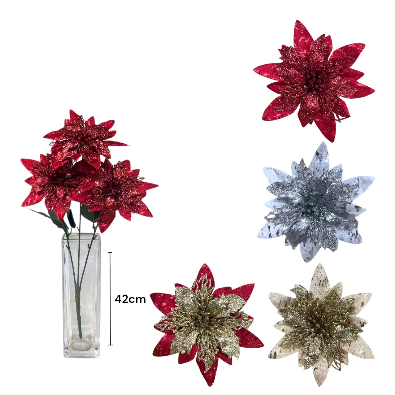 FXY-5370 FLORES DE NAVIDAD 42cm FXY5370