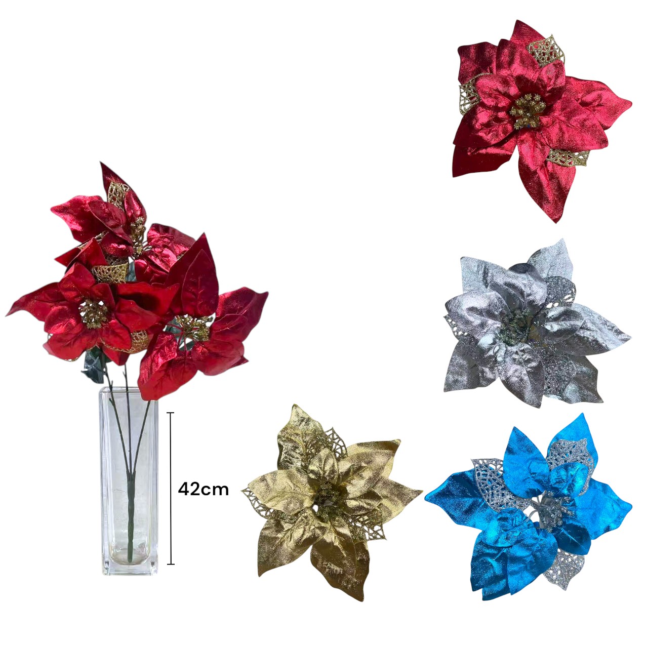 FXY-5371 FLORES DE NAVIDAD 42cm FXY5371