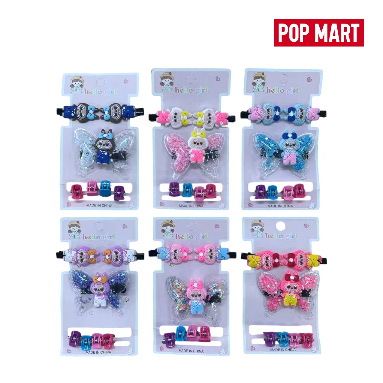 FXY-6207 GANCHOS DE CABELLO LABUBU 2+1+4pcs FXY6207