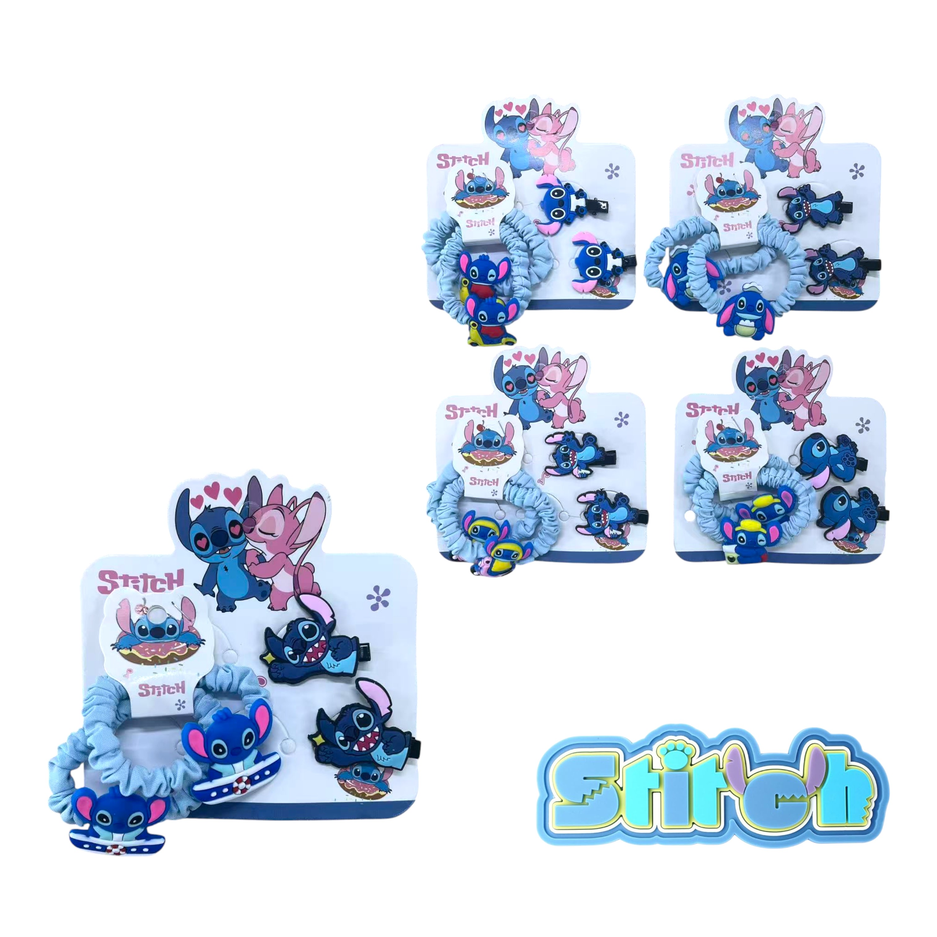 FXY-6208 GANCHOS DE CABELLO STITCH CON GOMITA 2pcs+2pcs FXY6208