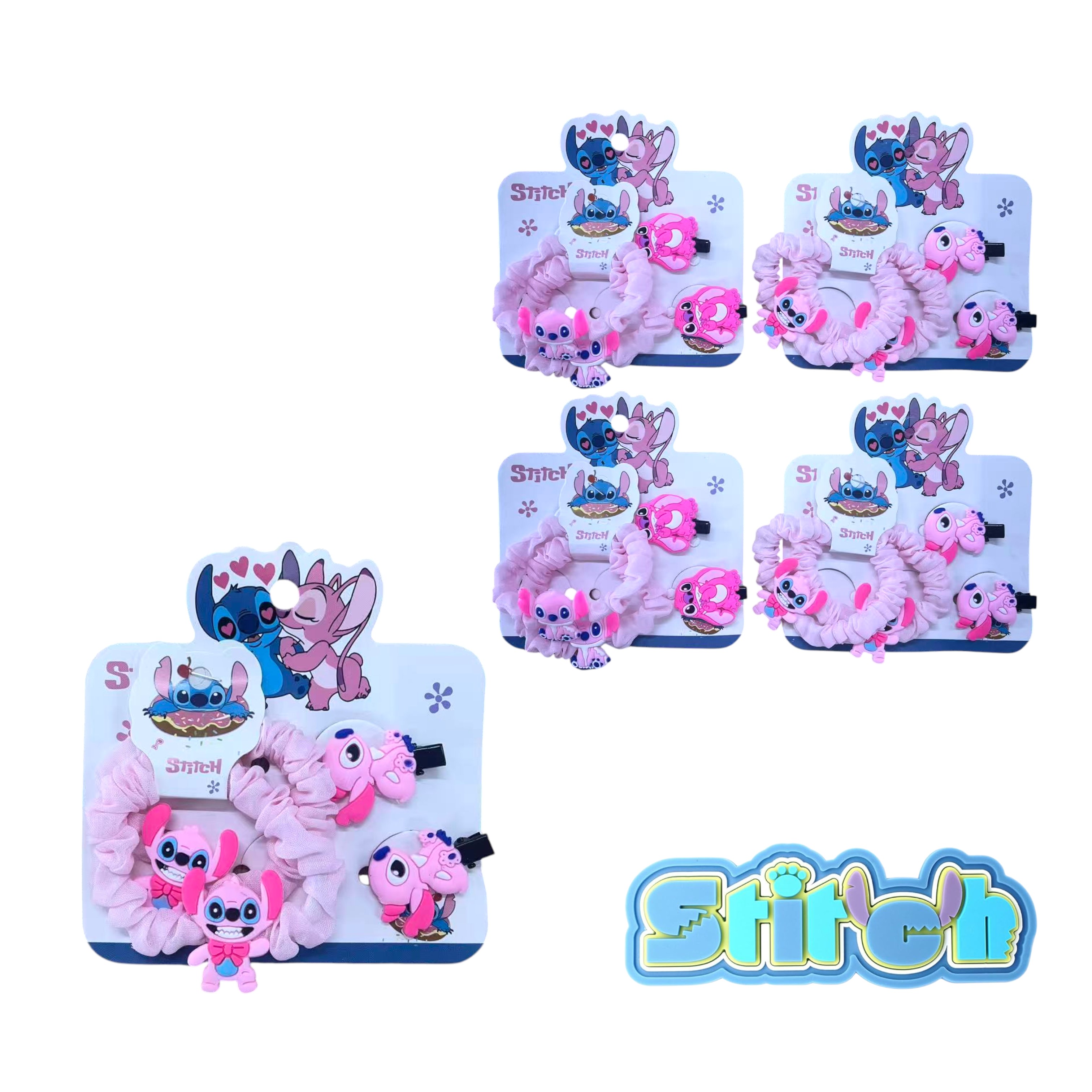 FXY-6209 GANCHO DE CABELLO CON GOMITA STITCH 2pcs+2pcs FXY6209